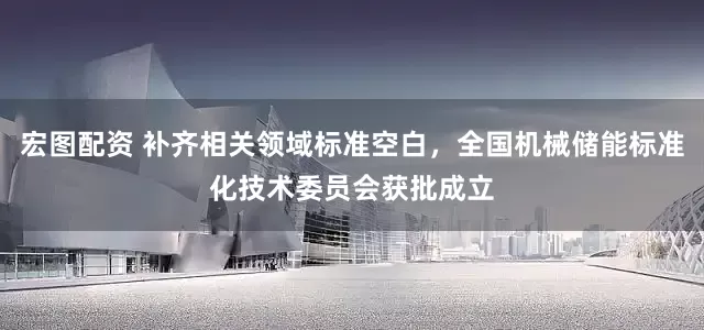 宏图配资 补齐相关领域标准空白，全国机械储能标准化技术委员会获批成立